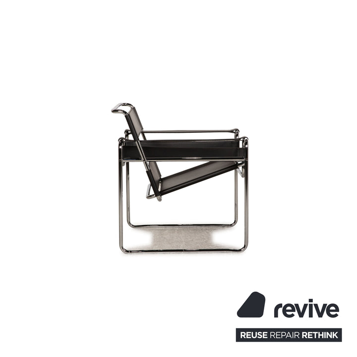 Knoll International Wassily Chair Leather Armchair Black Chair Marcel Breuer