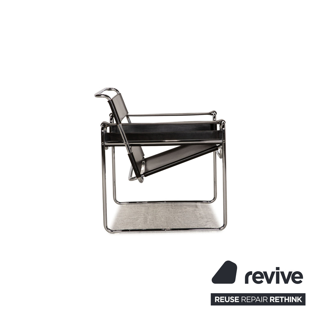 Knoll International Wassily Chair Leather Armchair Black Chair Marcel Breuer