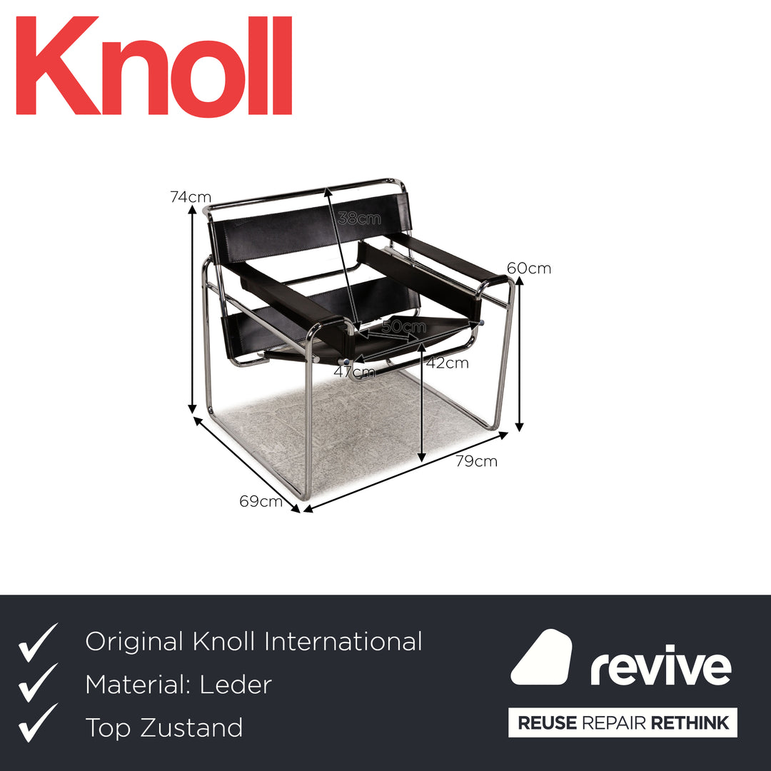 Knoll International Wassily Leather Armchair Black