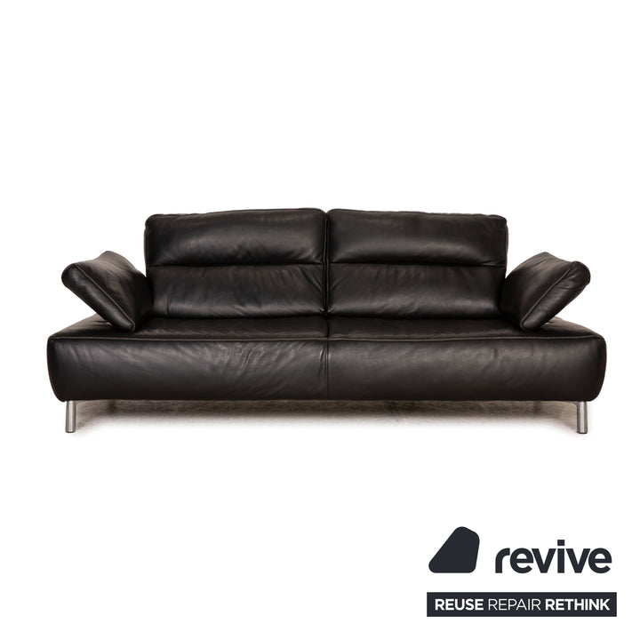 Koinor Ansina Leather Sofa Black Three seater couch feature
