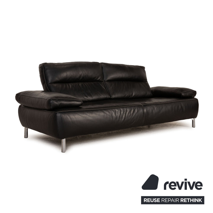 Koinor Ansina Leather Sofa Black Three seater couch feature