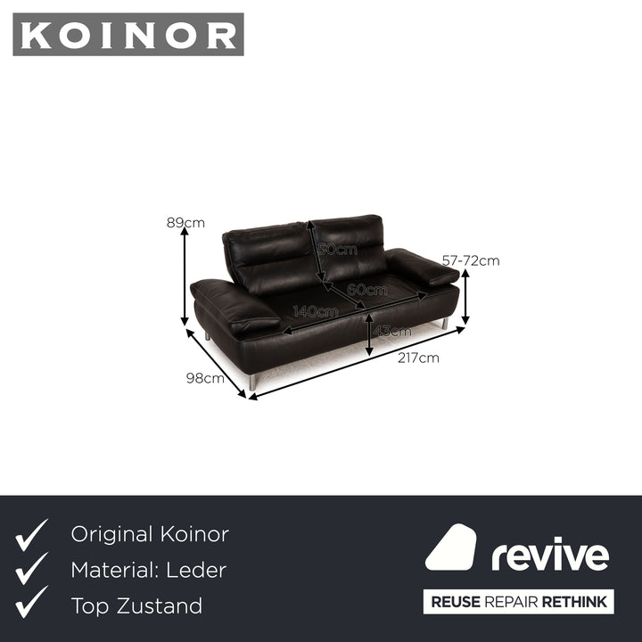 Koinor Ansina Leather Sofa Black Two seater couch feature