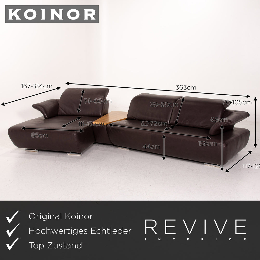 Koinor Avanti Leder Ecksofa Braun Dunkelbraun Holz Funktion Sofa Couch #14874