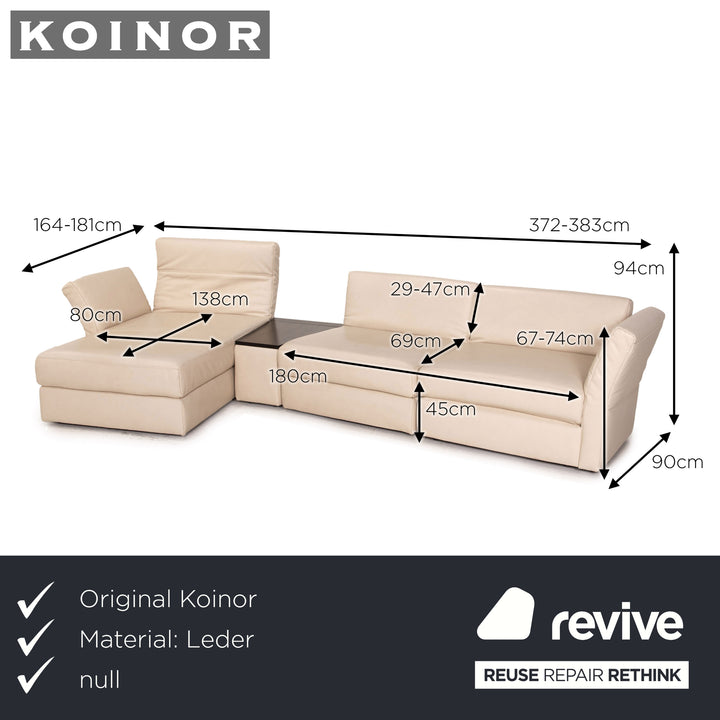 Koinor Avanti leather sofa set beige 1x corner sofa 1x stool function