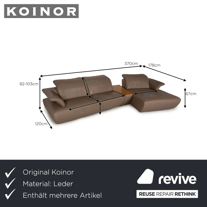 Koinor Avanti Leather Sofa Set Beige Corner Sofa Pouf
