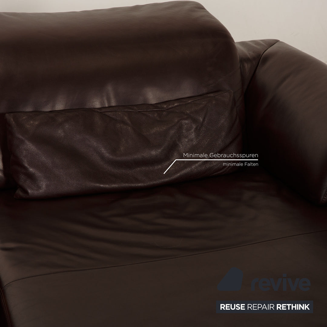 Koinor Avanti Leather Sofa Set Dark Brown Corner Sofa Stool Couch Function