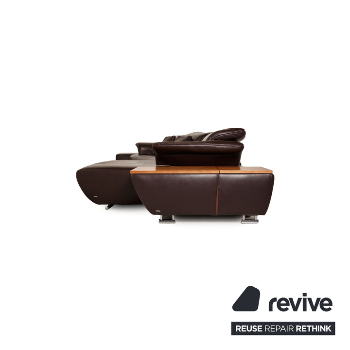 Koinor Avanti Leather Sofa Set Dark Brown Corner Sofa Stool Couch Function