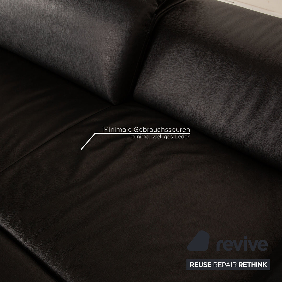 Koinor Avanti Black Corner Sofa Leather Chaise Longue Left manual function