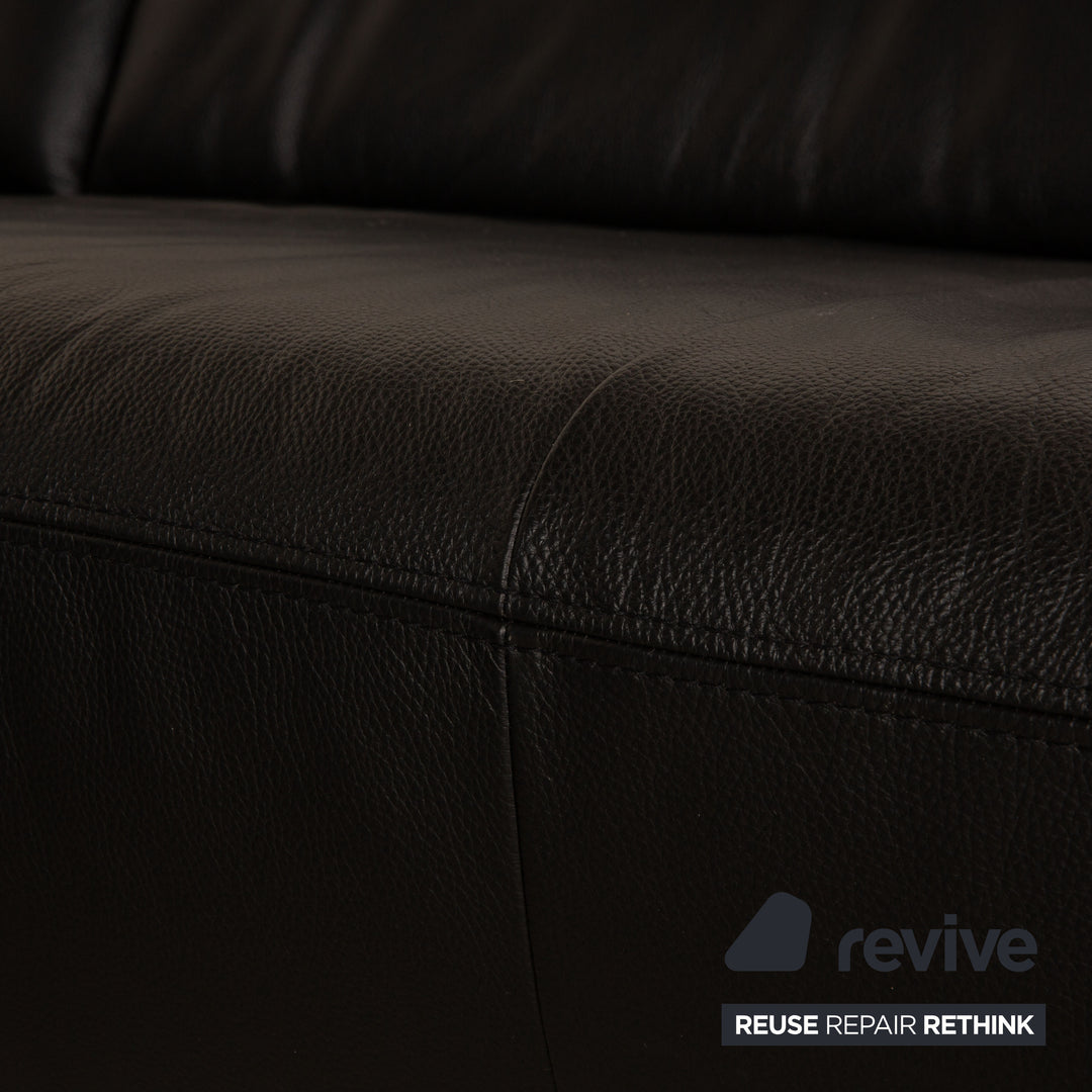 Koinor Avanti Black Corner Sofa Leather Chaise Longue Left manual function