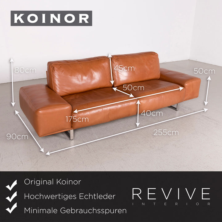 Koinor Designer Leder Sofa Cognac Dreisitzer Echtleder Anilin Couch #8236
