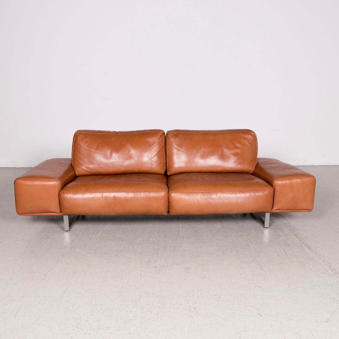 Koinor designer leather sofa cognac three-seater real leather aniline couch #8236