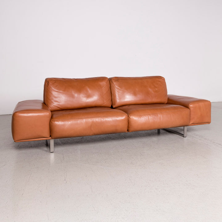 Koinor designer leather sofa cognac three-seater real leather aniline couch #8236