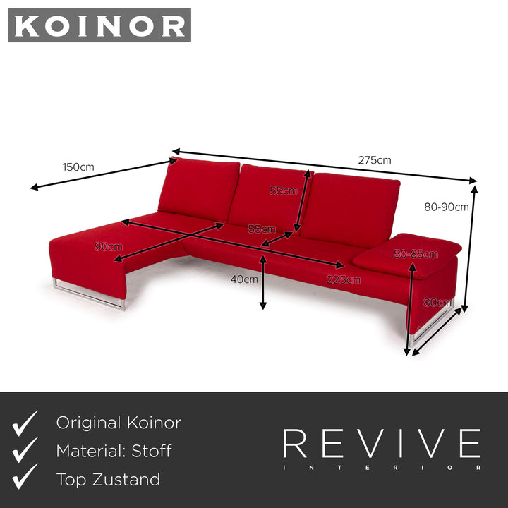Koinor Designer Stoff Sofa Rot Ecksofa Couch