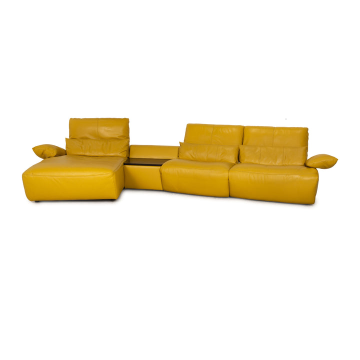 Koinor Easy Leather Corner Sofa Yellow Green Sofa Couch Electric Function Chaise Longue Left