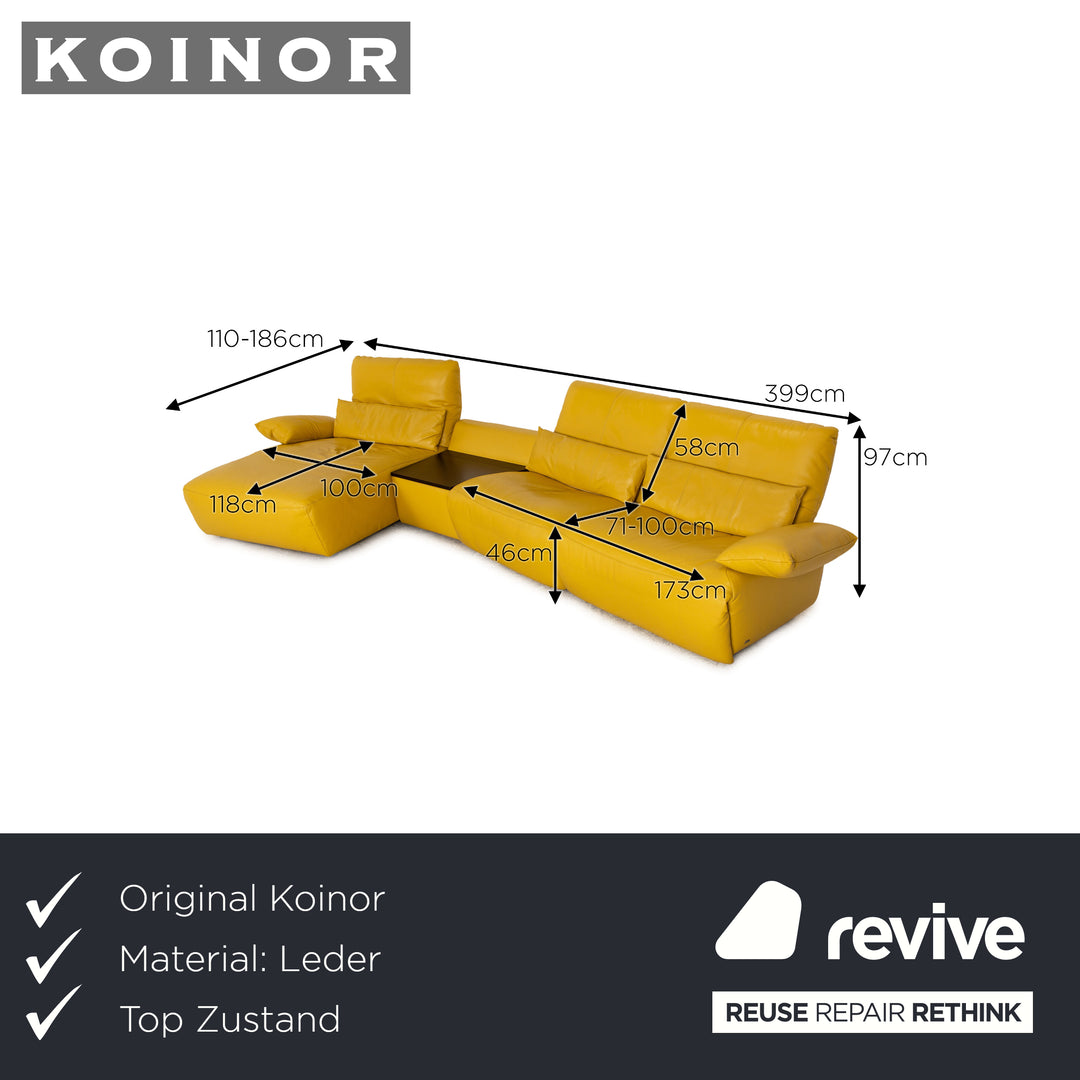 Koinor Easy Leder Ecksofa Gelb Grün Sofa Couch elektrische Funktion Recamiere links