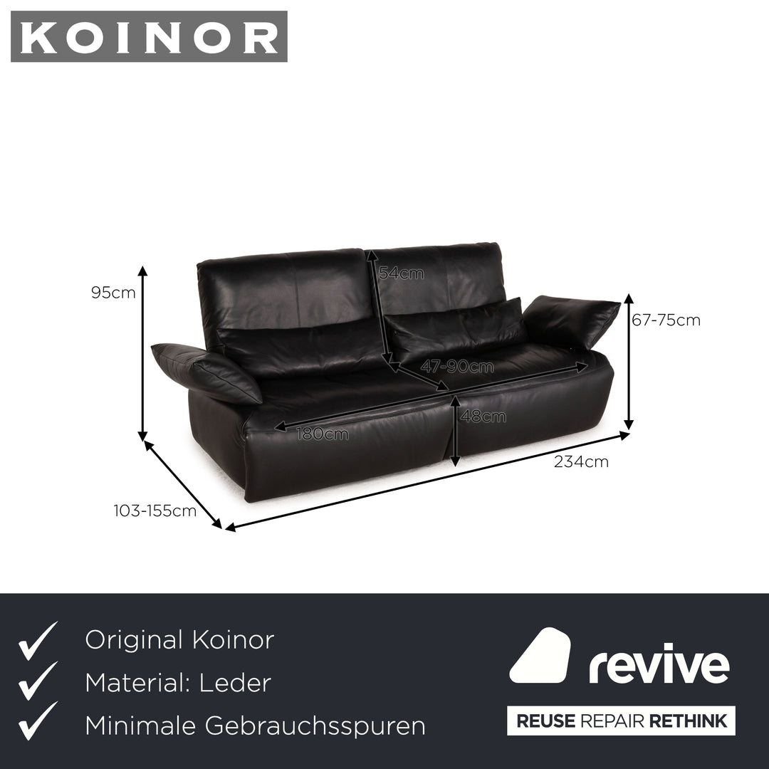 Koinor Easy leather sofa black three-seater couch function relaxation function