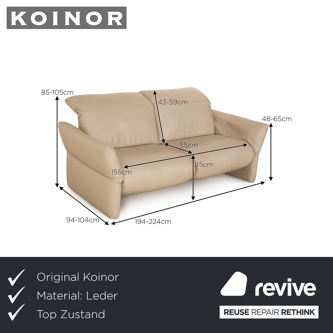 Koinor Elena leather three-seater cream sofa couch manual function