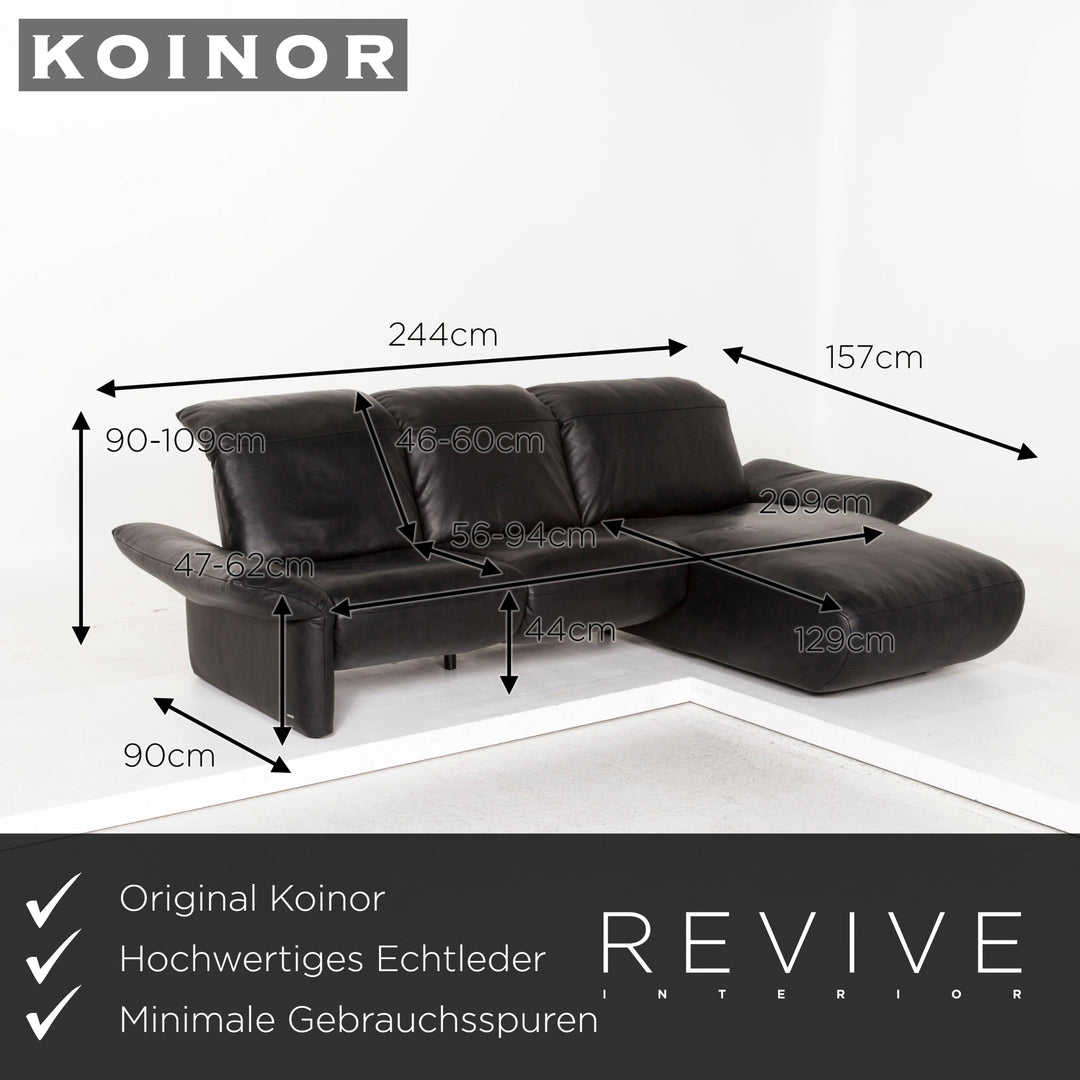 Koinor Elena Leder Ecksofa Schwarz Funktion Couch #12342