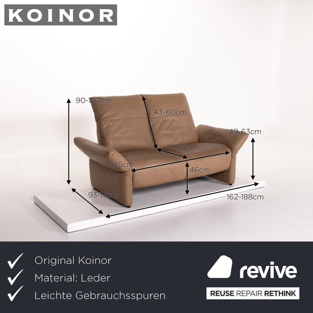 Koinor Elena Leather Sofa Brown Two Seater Function Couch #13677