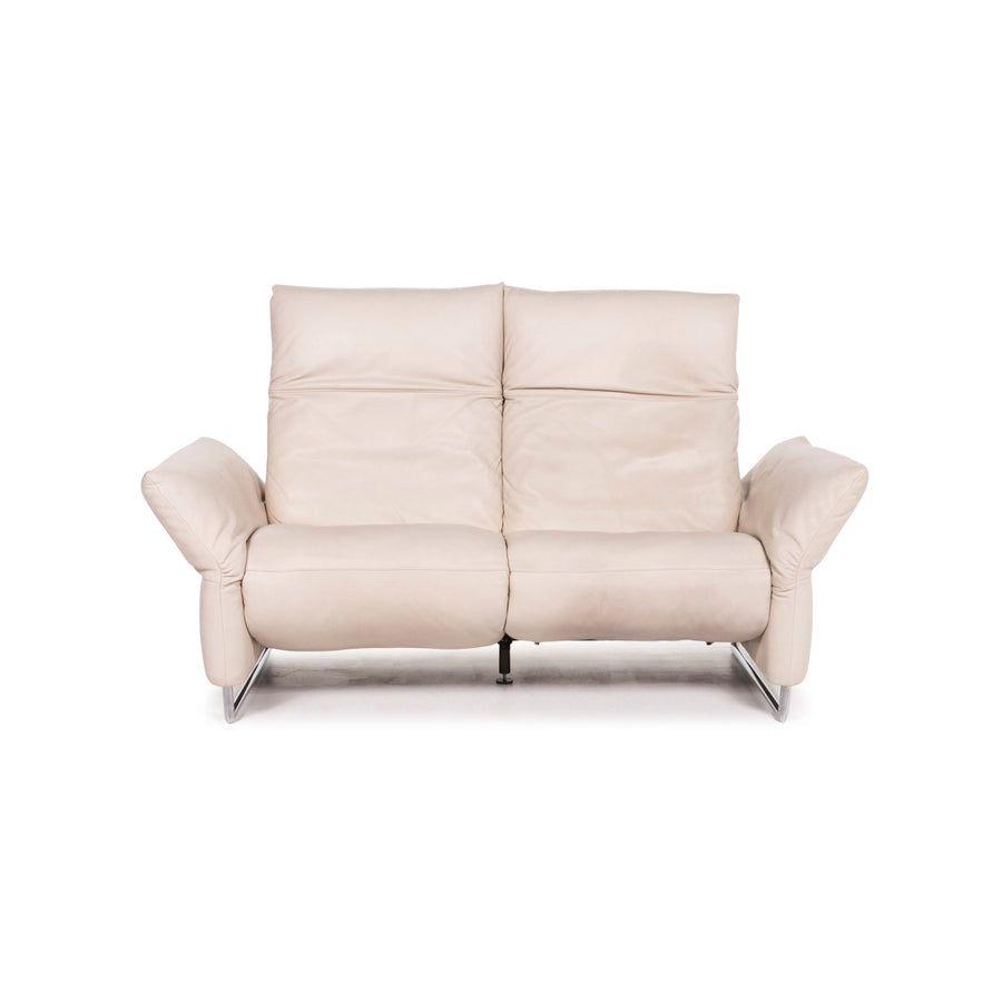 Koinor Elena Leather Sofa Cream Two Seater Function Couch #12226