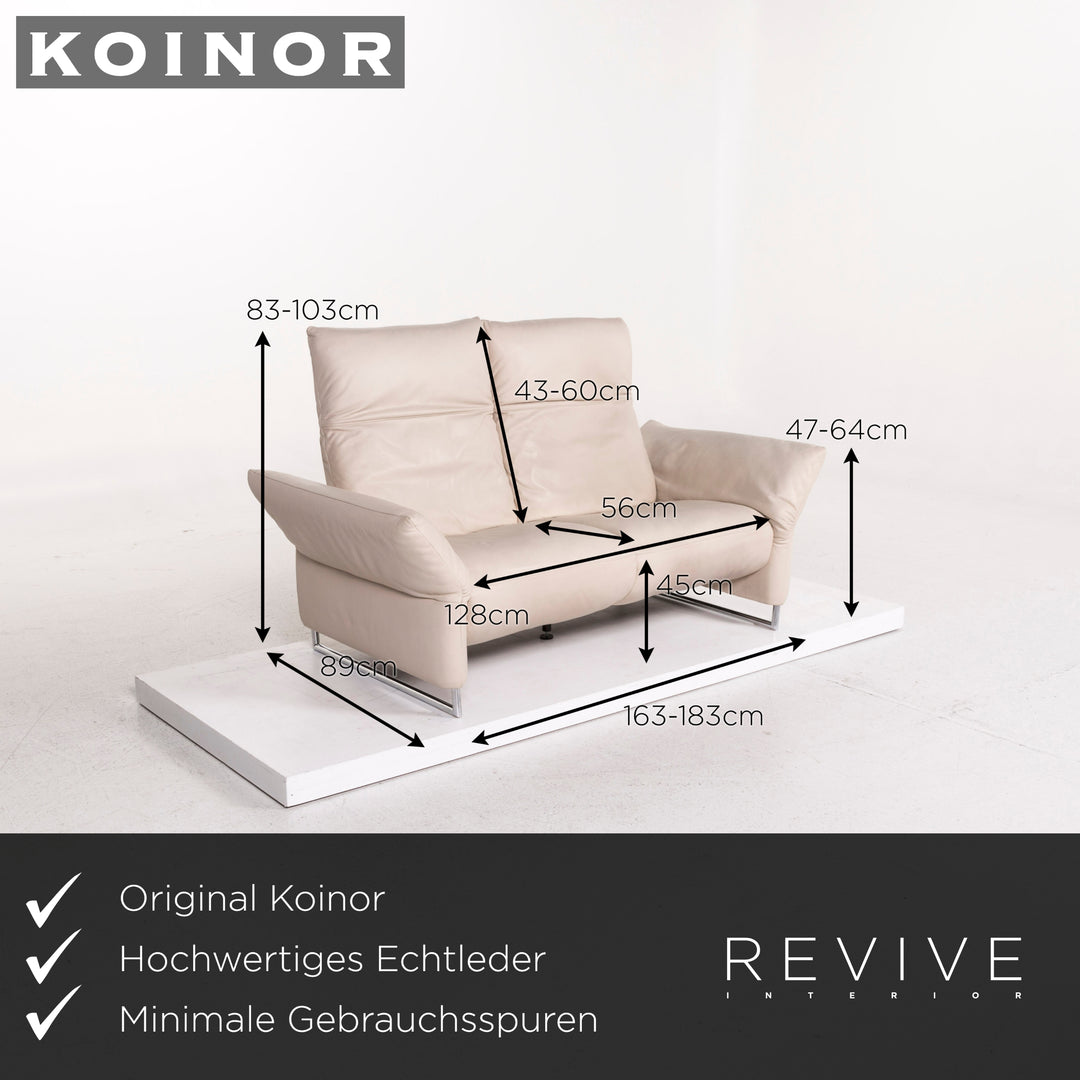 Koinor Elena Leather Sofa Cream Two Seater Function Couch #12226