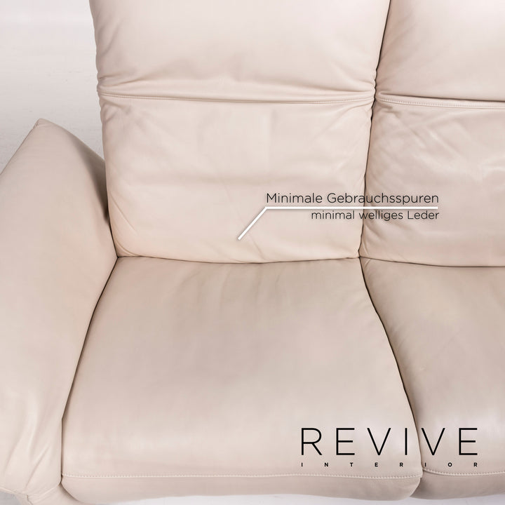 Koinor Elena Leder Sofa Creme Zweisitzer Funktion Couch #12226