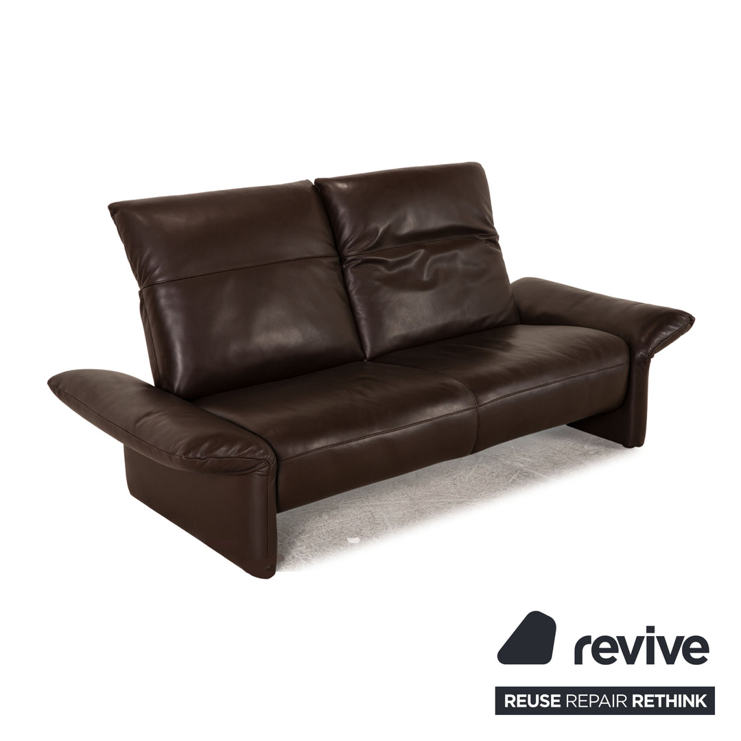 Koinor Elena Leather Sofa Dark Brown Three Seater Couch Function