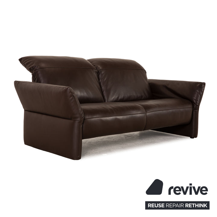Koinor Elena Leather Sofa Dark Brown Three Seater Couch Function