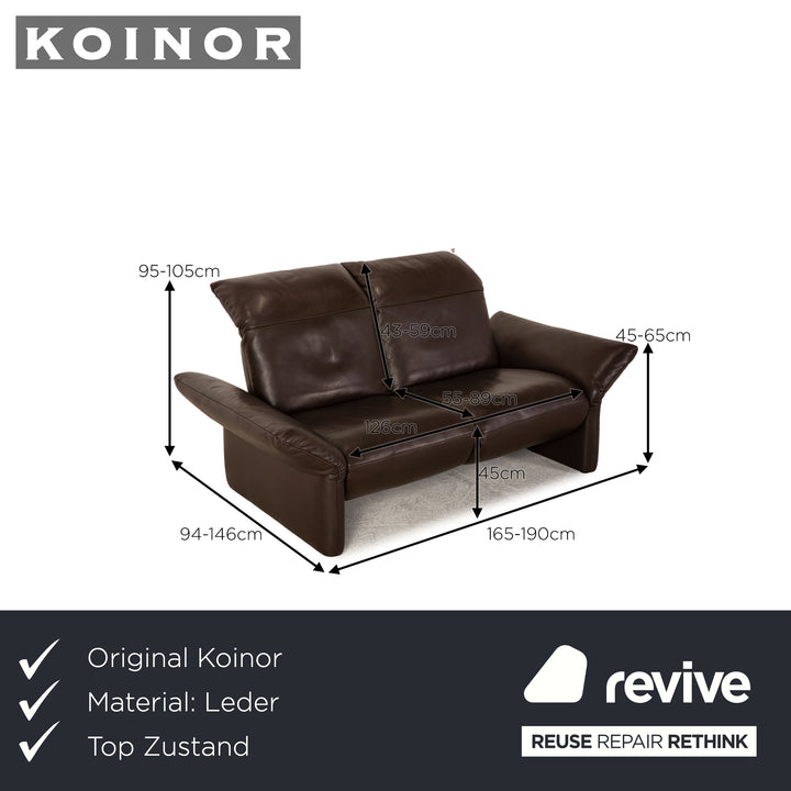 Koinor Elena Leder Sofa Dunkelbraun Zweisitzer Couch elektr. Funktion