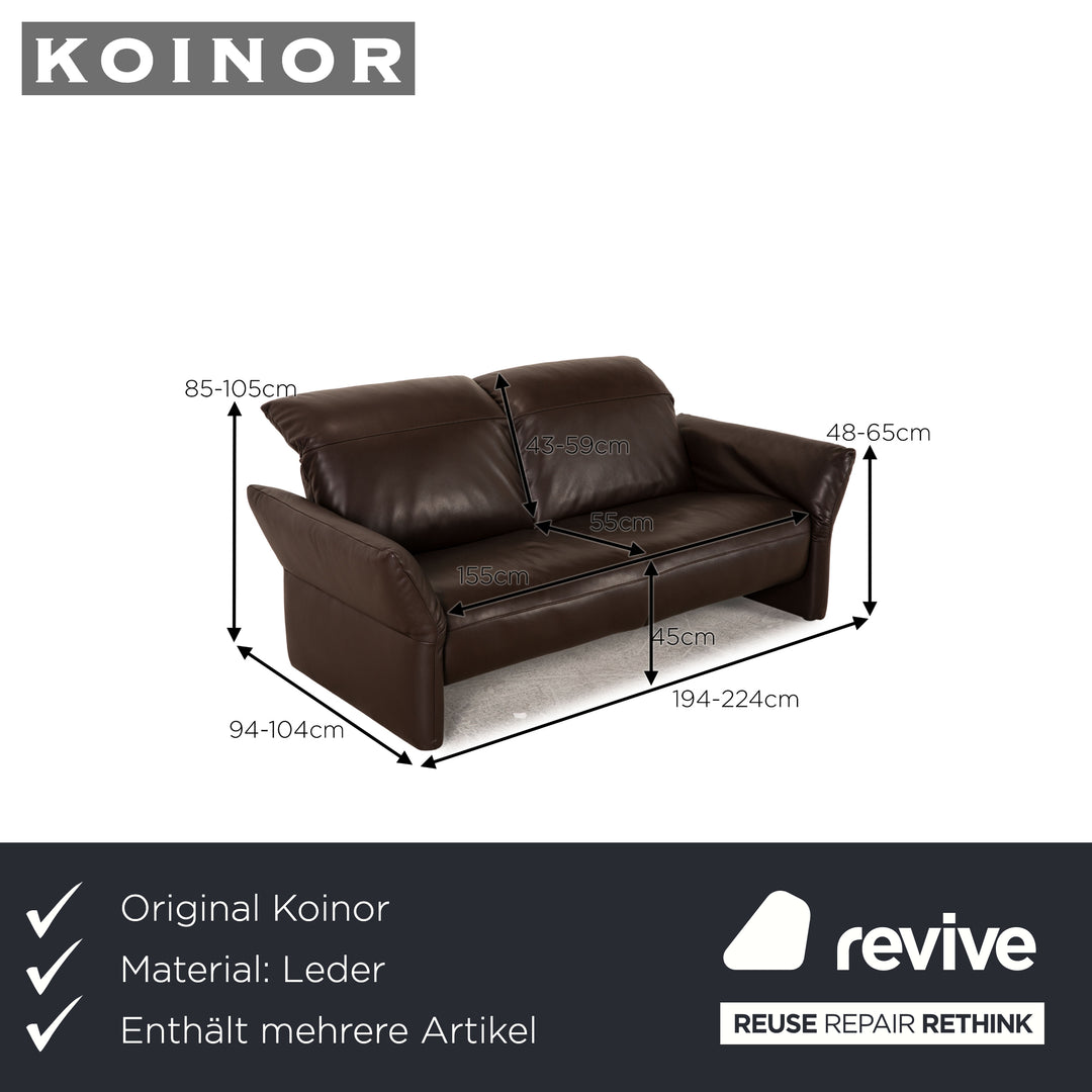 Koinor Elena Leather Sofa Dark Brown Two Seater Couch Function