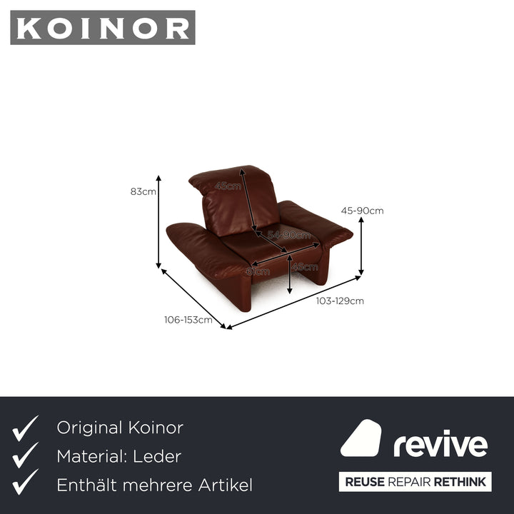 Koinor Elena Leder Sofa Garnitur Weinrot Dreisitzer Sessel Funktion Relaxfunktion