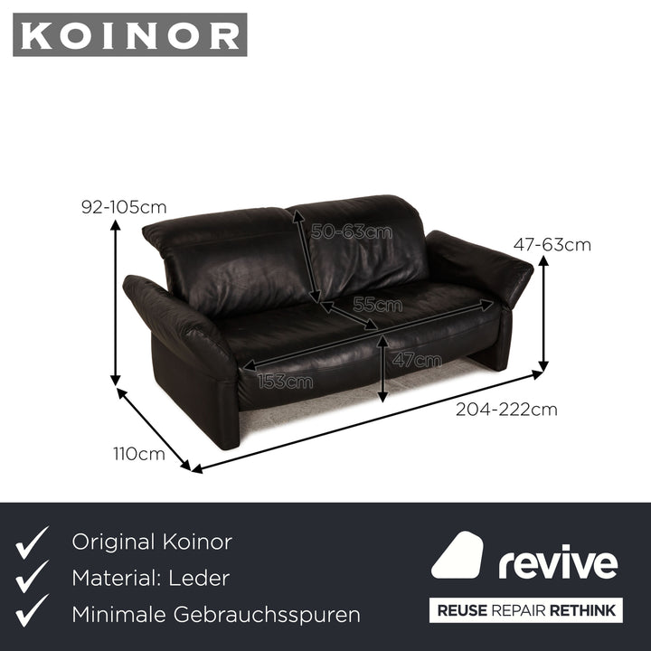 Koinor Elena Leder Sofa Schwarz Dreisitzer Couch Relax Funktion