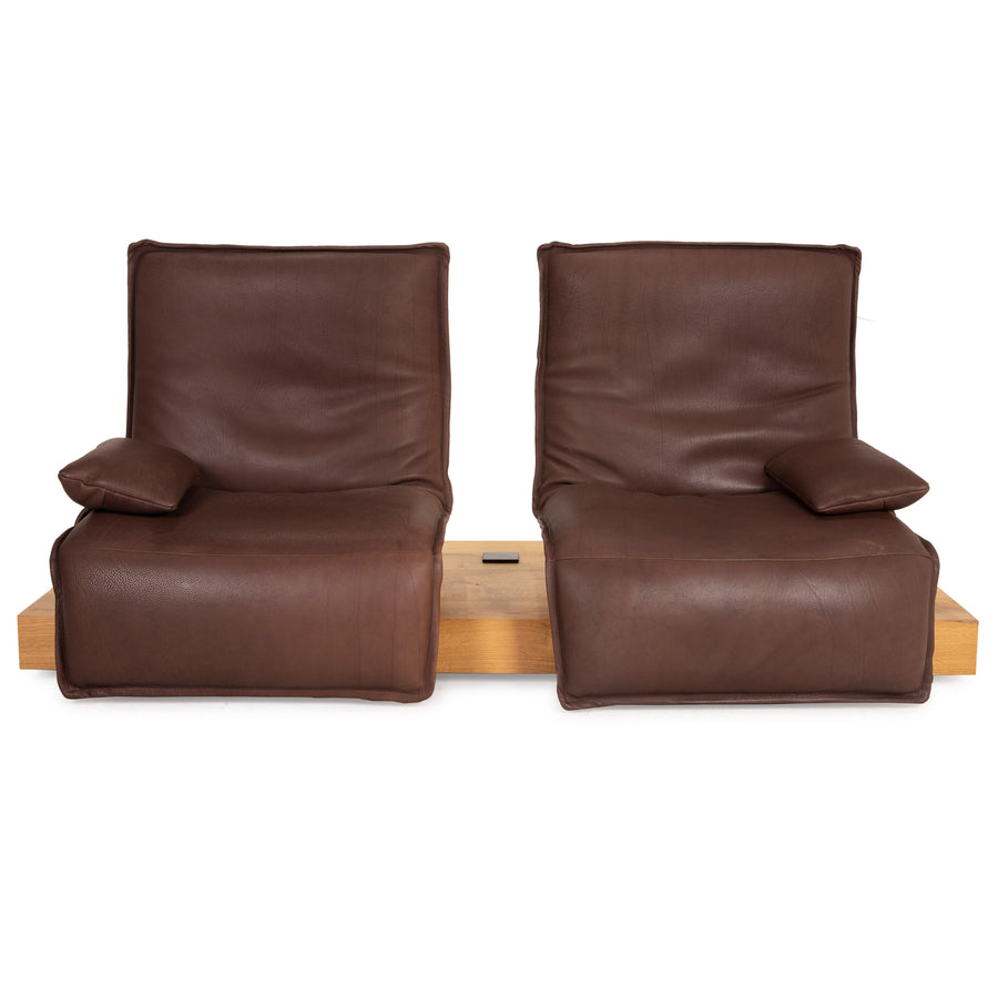 Koinor Free Motion Epos 3 Leder Sofa Braun Zweisitzer Holz Couch mit elektrischer Funktion