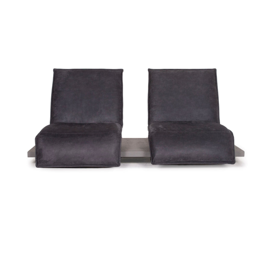 Koinor Epos Leder Sofa Grau Zweisitzer elektrische Funktion Relax #15058