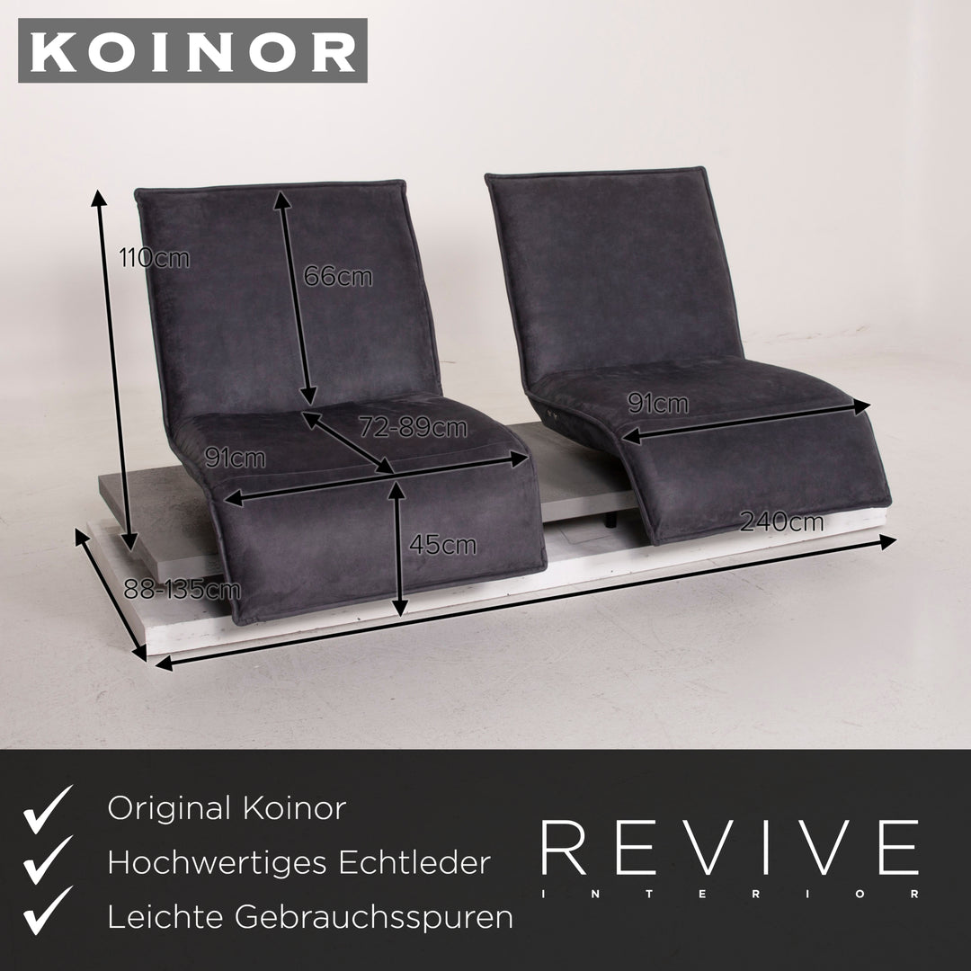 Koinor Epos Leder Sofa Grau Zweisitzer elektrische Funktion Relax #15058