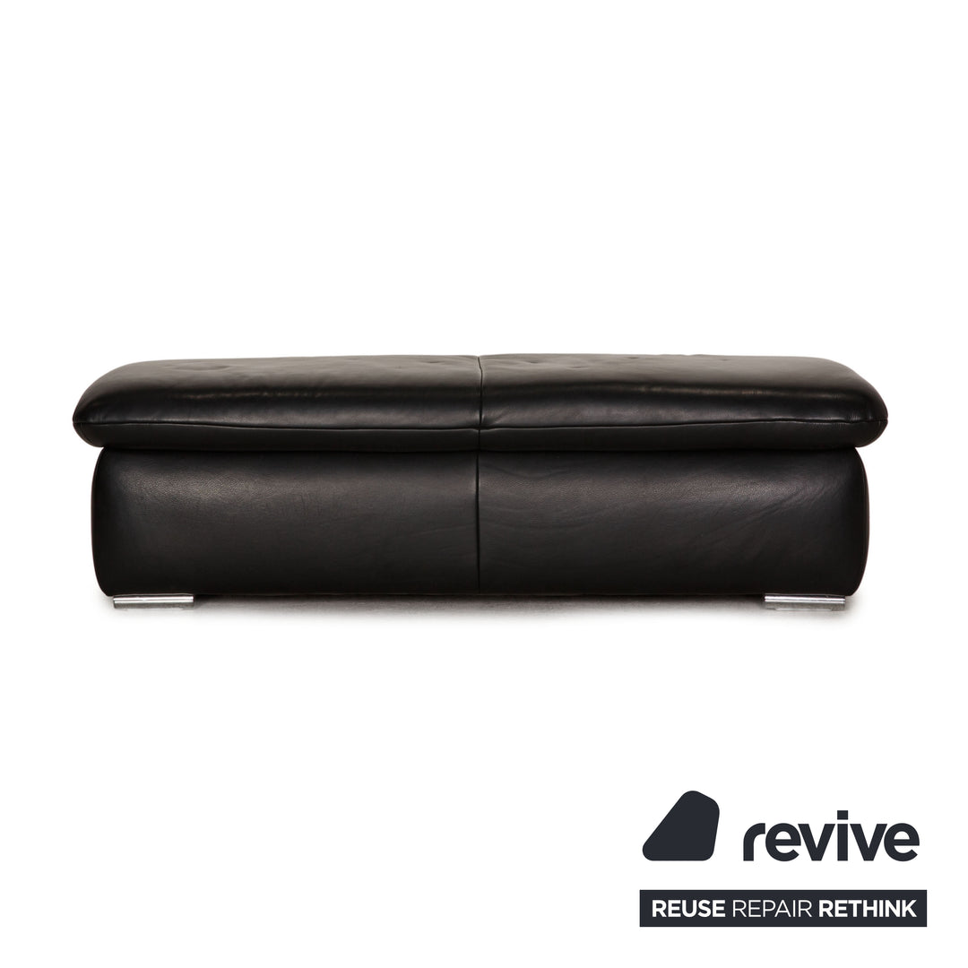 Koinor Evento Leder Sofa Garnitur Schwarz Zweisitzer Hocker