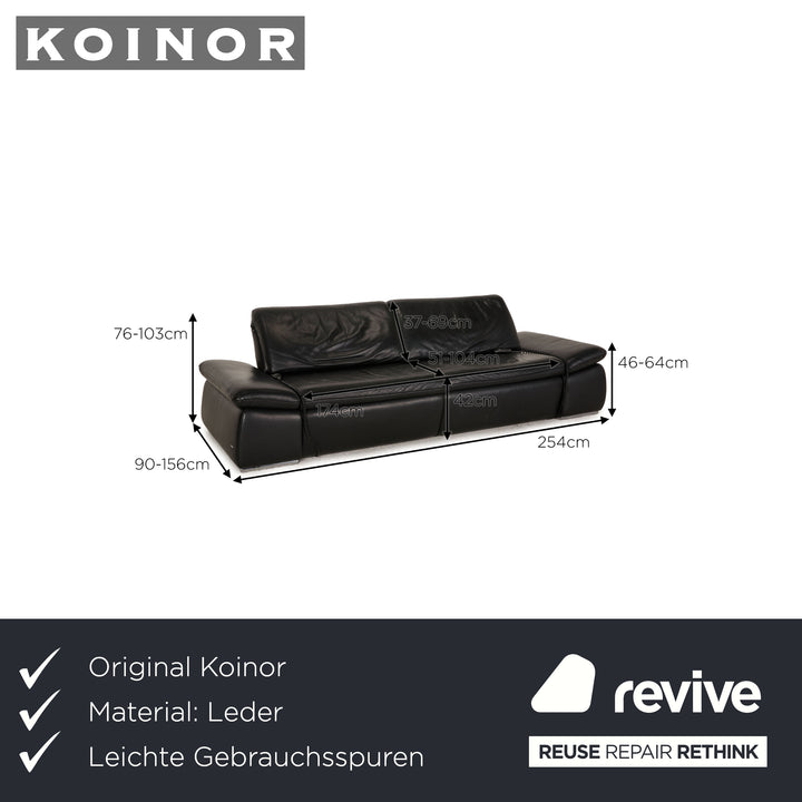 Koinor Evento Leder Sofa Schwarz Zweisitzer Couch Funktion Relaxfunktion