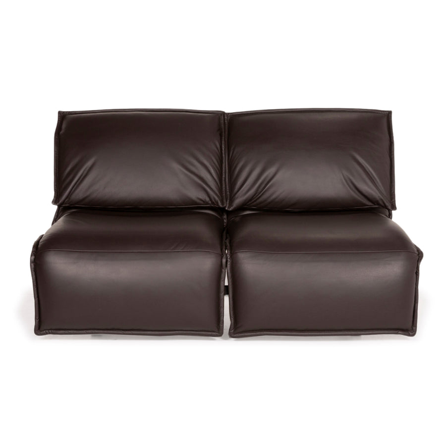 Koinor Evia Leather Sofa Brown Dark Brown Two Seater Relax Function Electric Couch