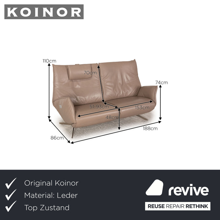 Koinor Evita leather three seater beige sofa couch electric function