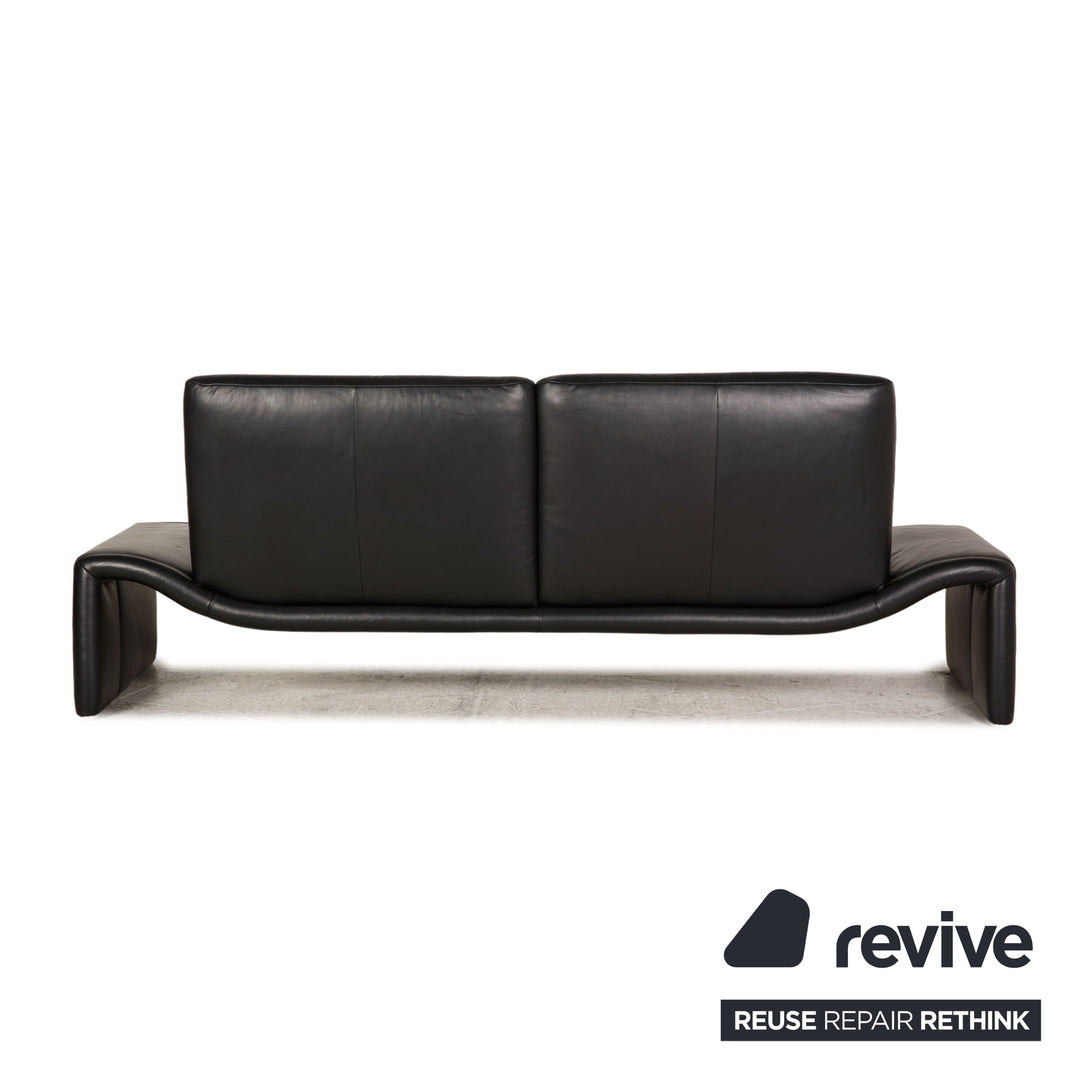 Koinor Felicita Leather Three Seater Black Sofa Couch