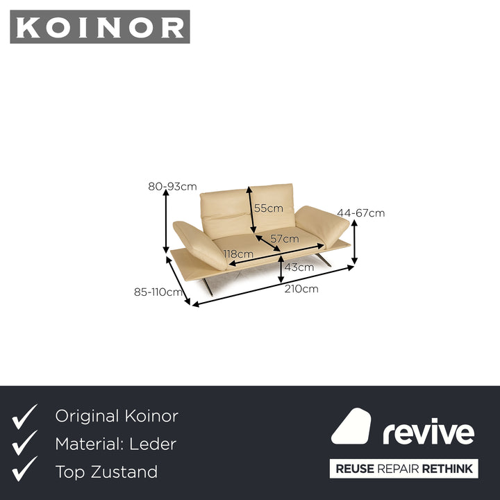 Koinor Francis Leder Zweisitzer Creme Sofa Couch Funktion
