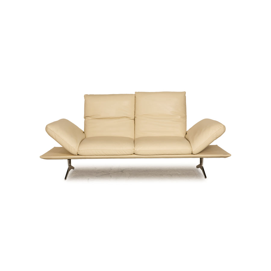 Koinor Francis leather two seater cream sofa couch feature
