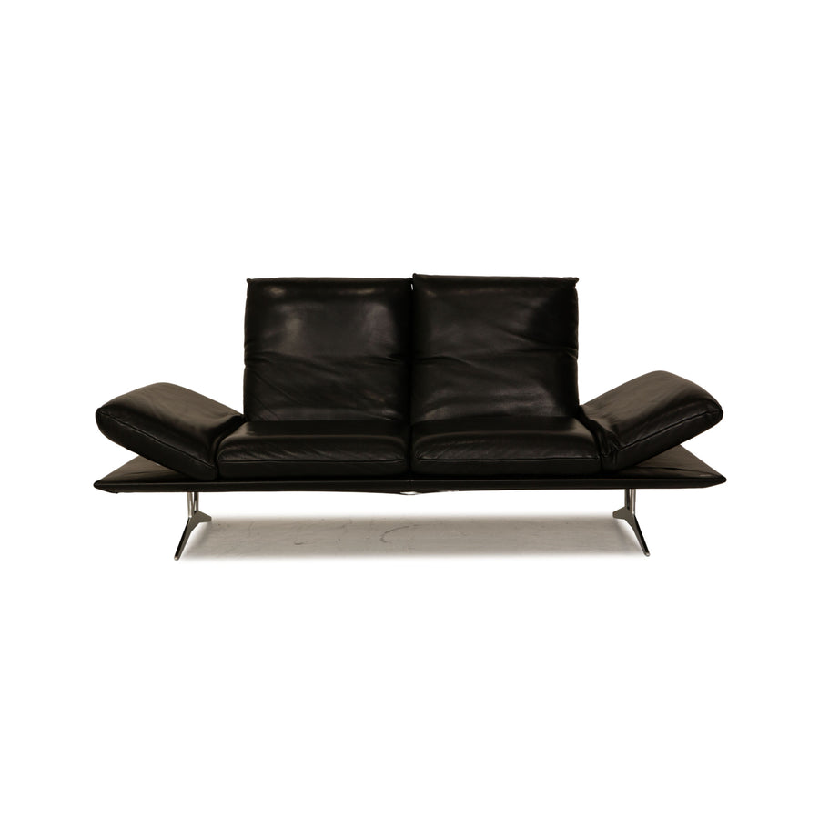 Koinor Francis Leather Two Seater Black Sofa Couch Function