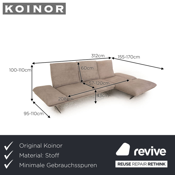 Koinor Francis fabric corner sofa gray manual function chaise longue right