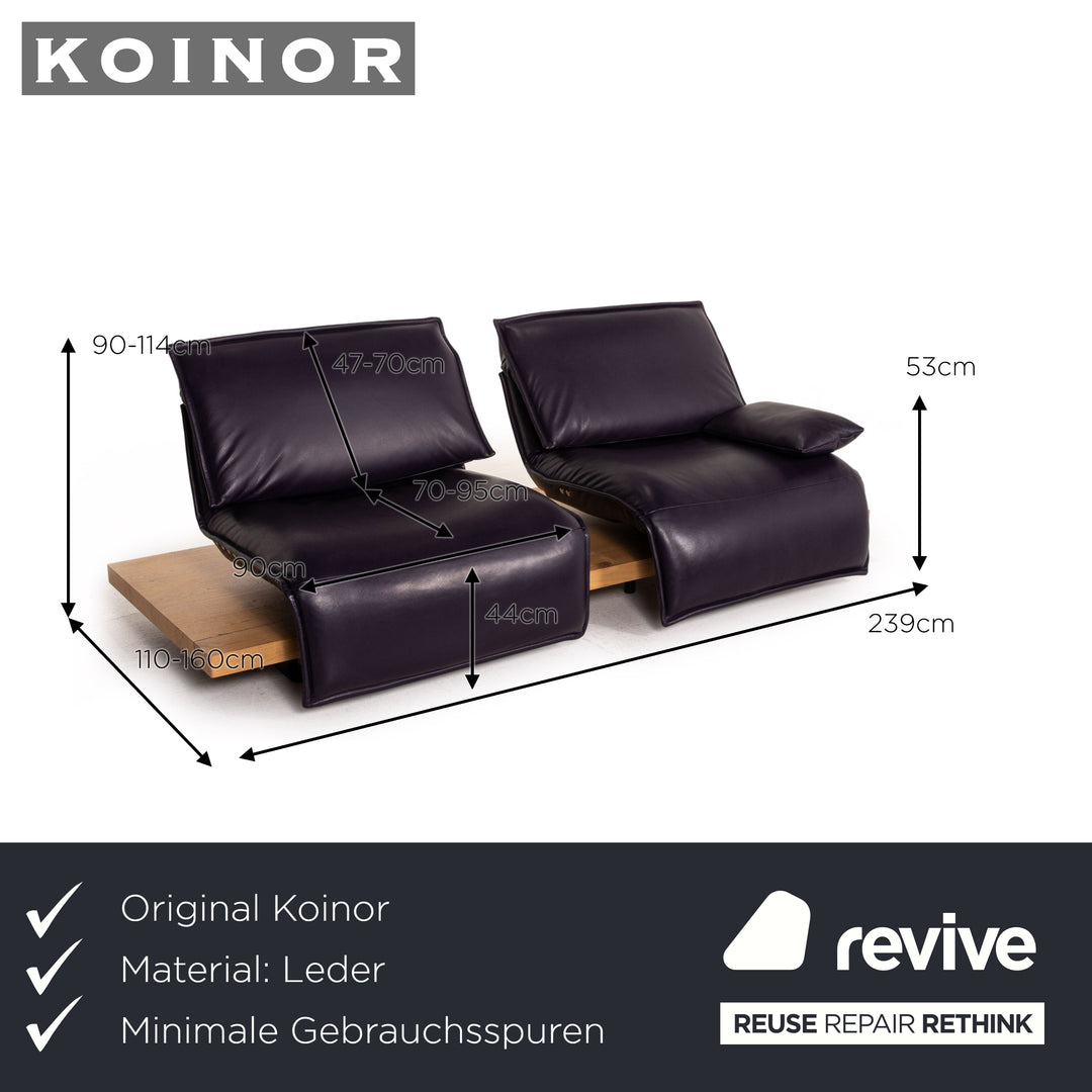 Koinor Free Motion Edit 2 Leder Sofa Lila Zweisitzer elektrische Funktion Couch