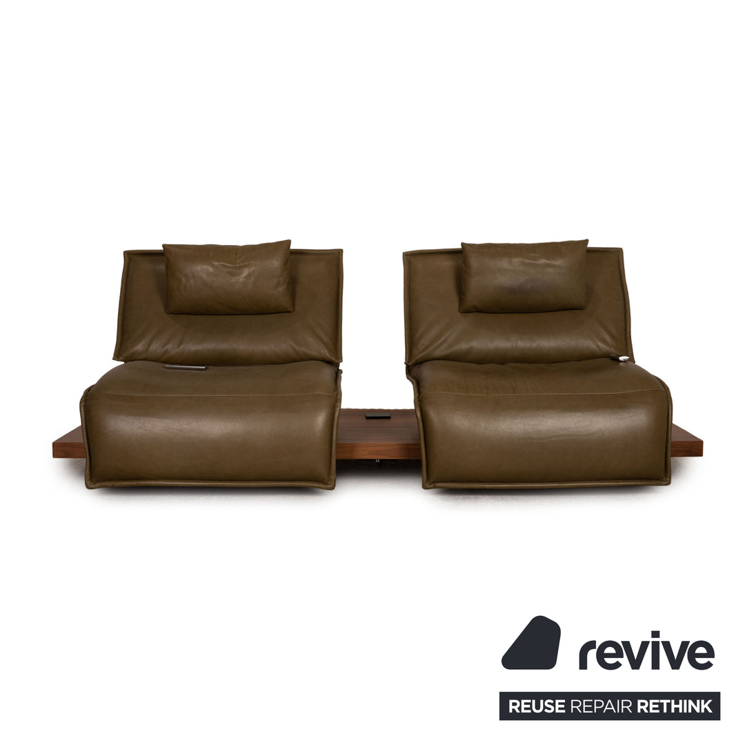 Koinor Free Motion Edit 2 Leder Zweisitzer Olivgrün Sofa Couch elektrische Funktion