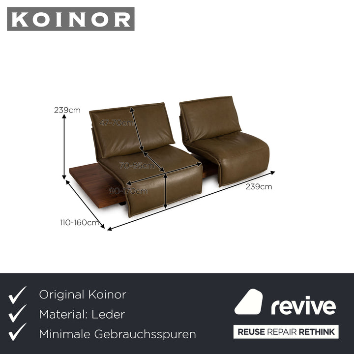 Koinor Free Motion Edit 2 Leder Zweisitzer Olivgrün Sofa Couch elektrische Funktion