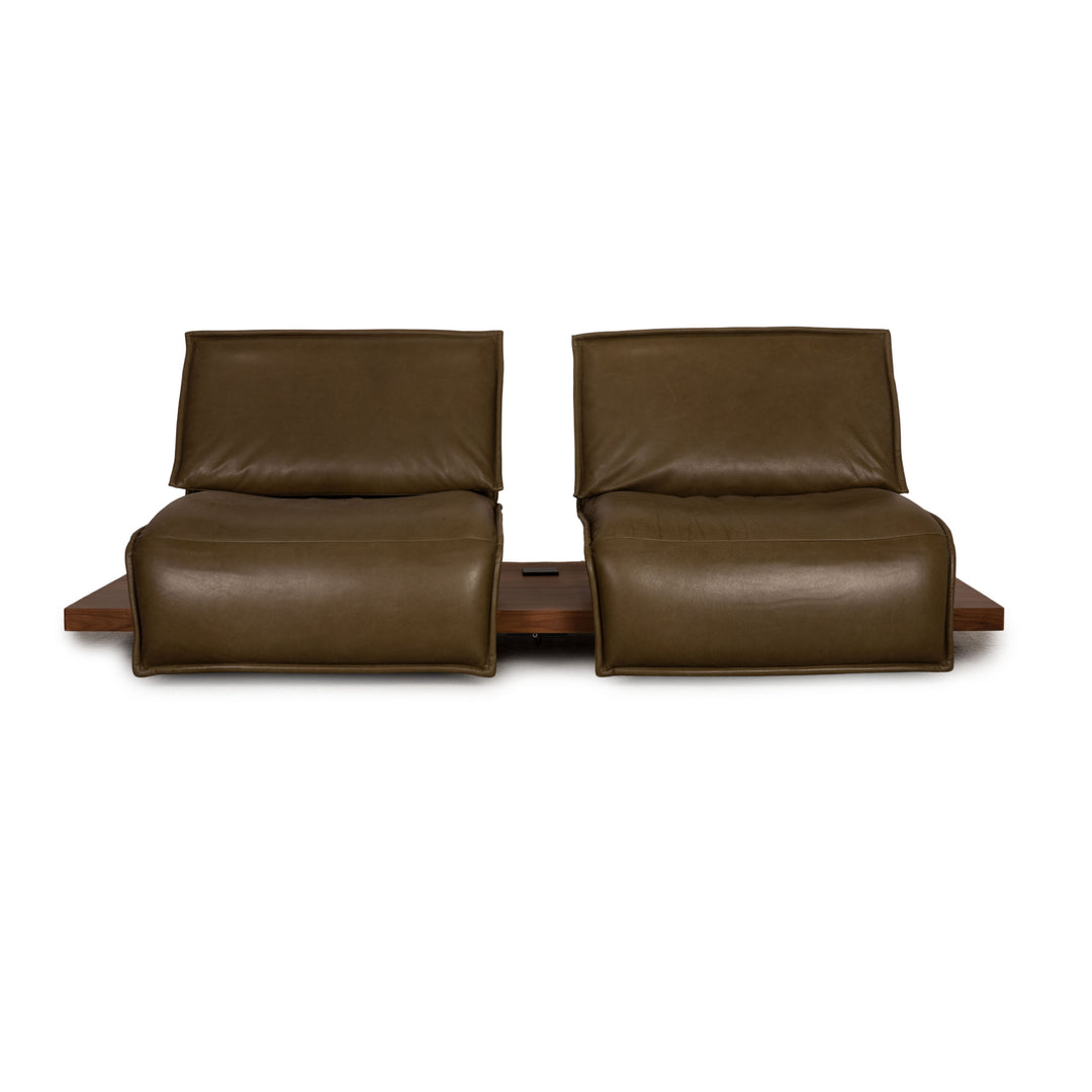 Koinor Free Motion Edit 2 Leder Zweisitzer Olivgrün Sofa Couch elektrische Funktion