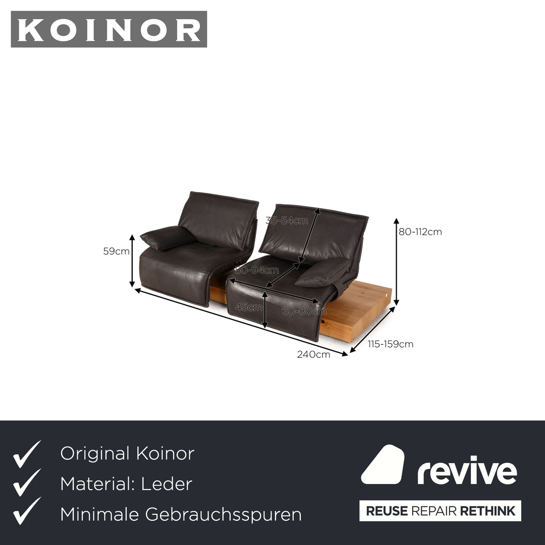 Koinor Free Motion Edit 3 leather sofa black two-seater function relax function
