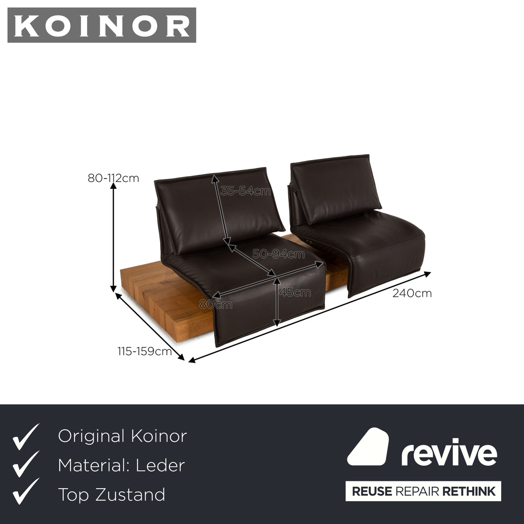 Koinor Free Motion Edit 3 Leder Zweisitzer Dunkelbraun Sofa Couch Funktion